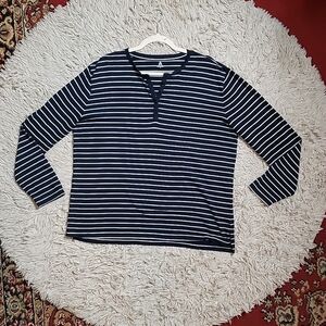 Able Henley Top Shirt Stripe Long Sleeve Casual Preppy Classic Cool Size XL